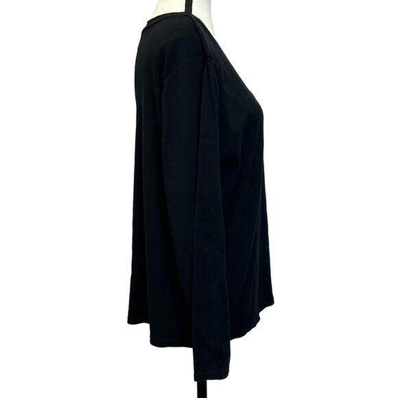 Lauren Ralph Lauren 2X Black V-Neck 3 Button Henley Top - Picture 2 of 10